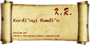 Korányi Ramón névjegykártya